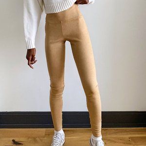 Aritzia Wilfred Free Daria High Waisted Vegan Eco Faux Suede Tan Pant Leggings S
